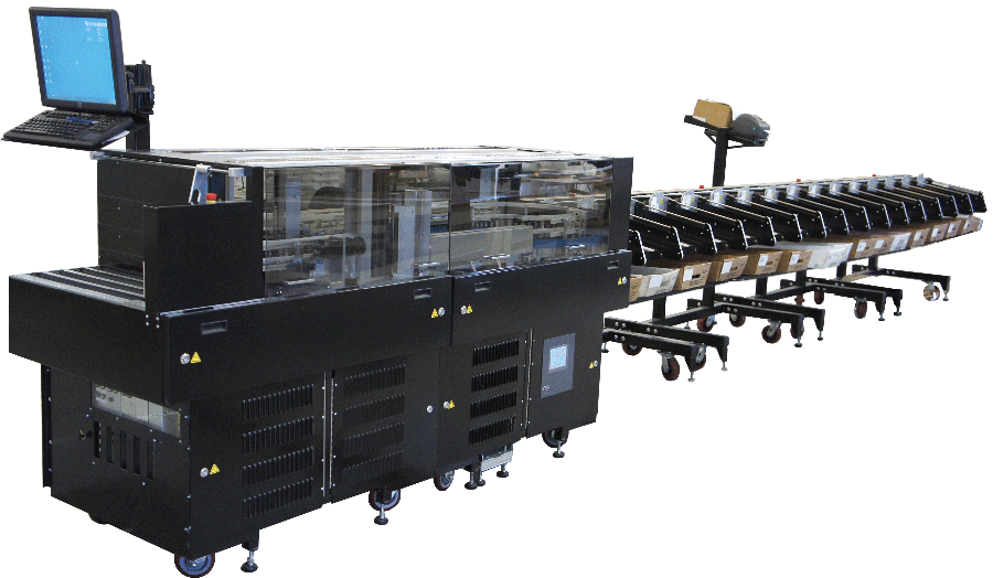 Full view of the EZ-Letters machine with sorting stackers attached.